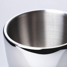 Polished Double Wall Stainless Steel Cappuccino Cup with Saucer (6 oz.) + Coffee Measuring Spoon (10.5cm)