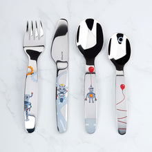 Colored Kids Stainless Steel 4-piece Cutlery Set (Little Robots)