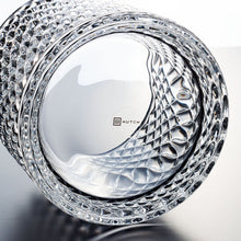 Glass Storage Box Cylindrical Body with Lid (Diamond Pattern)