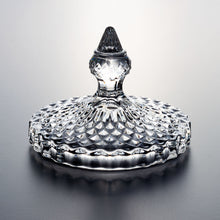 Glass Storage Box Glass Cylindrical Body with Lid (Diamond Pattern) - Large Size