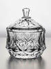 Glass Storage Box Spherical Shape with Lid (Leaves Pattern)