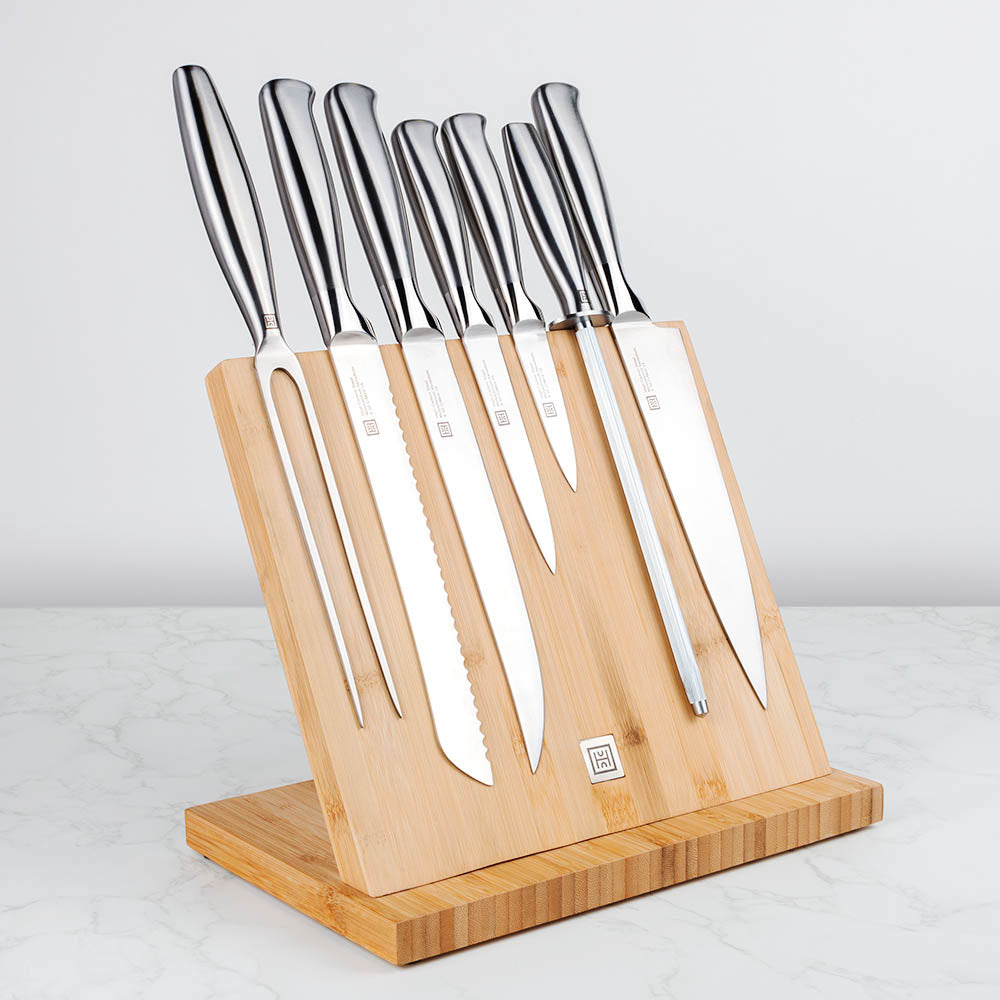 8Piece Bamboo Block + Knife Set Hutch Kitchen