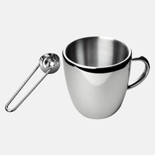 Polished Double Wall Stainless Steel Coffee Cup (9 oz.) + Coffee Measuring Spoon (10.5cm)