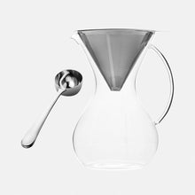 Glass Pour Over Coffee Brewer with Double Mesh Stainless Filter (1L) + Coffee Measuring Spoon (10.3cm)