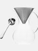 Glass Pour Over Coffee Brewer with Double Mesh Stainless Filter (1L) + Coffee Measuring Spoon (10.3cm)