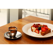 Polished Double Wall Stainless Steel Espresso Cup With Saucer (3oz)