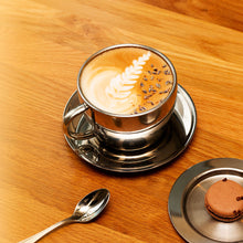 Polished Double Wall Latte Cup & Saucer (12oz)