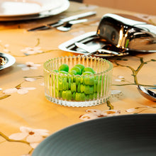 Glass Storage Box Cylindrical Body with Lid (Grooves Pattern)