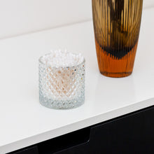 Glass Storage Box Cylindrical Body with Lid (Diamond Pattern)
