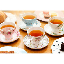 Fine Bone China Tea Cup with Floral Tea Pot Set of 9