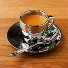 Polished Double Wall Stainless Steel Espresso Cup With Saucer (3oz)