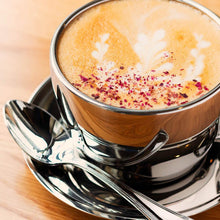 Polished Double Wall Latte Cup & Saucer (12oz) + Coffee Measuring Spoon (14cm)