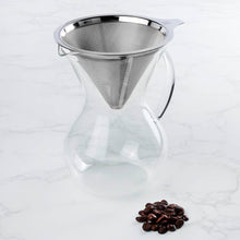 1L Glass Pour Over Coffee Brewer with Double Mesh Stainless Filter