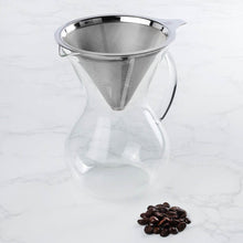 Glass Pour Over Coffee Brewer with Double Mesh Stainless Filter (1L) + Coffee Measuring Spoon (10.3cm)