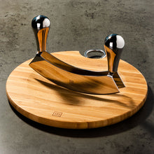 Mezzaluna Chopper (17.5cm / 6.9 in ) with Bamboo Board (Ø24cm / 9.5 in)