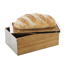 Rectangular 42cm x 25cm x 15cm Bamboo Bread Box with Tray and Bamboo Cutting Rack