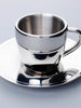 Polished Double Wall Stainless Steel Espresso Cup With Saucer (3oz)